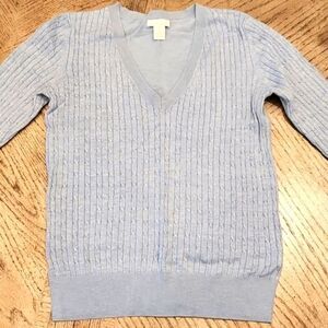 Light Blue Long Sleeve v neck sweater top XS H&M